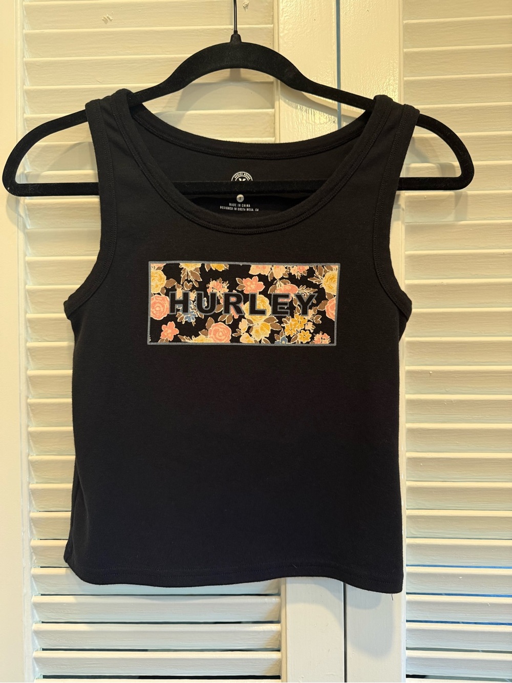 Hurley Black Floral Logo Tank Top S